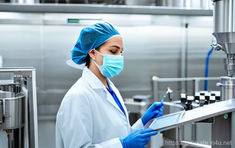 식품위생사 전문성과 연봉 상관관계 - **Prompt:** A highly focused female food hygiene manager, approximately 30 years old, meticulously i...