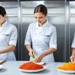 식품위생사 경력관리 방법 - Here are three detailed image prompts for generation, focusing on the future of food hygiene managem...