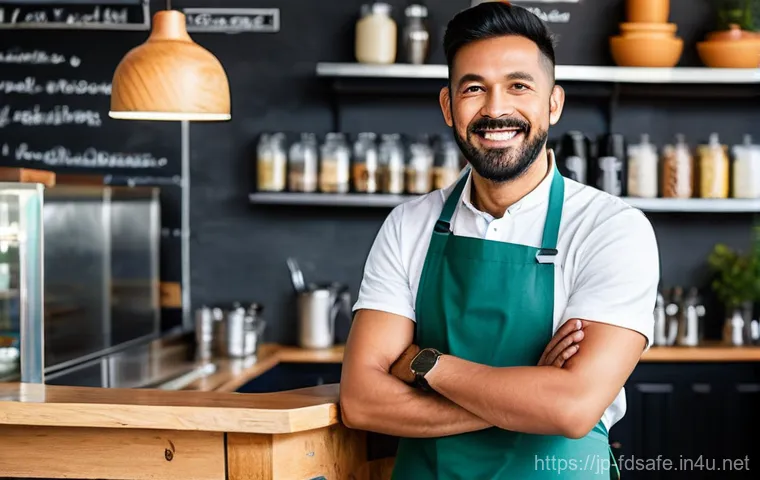 식품위생사 자격증을 위한 단기 집중 학습법 - **Prompt:** A modern, impeccably clean, and brightly lit commercial kitchen. In the foreground, a di...