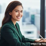 식품위생사 관련 직무 인터뷰 - **Prompt 1: Confident Interview Candidate**
    "A confident and professionally dressed young woman ...