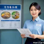 식품위생사와 공무원 채용 정보 - A professional Japanese female public servant in her 30s wearing a neat light blue blouse and navy s...