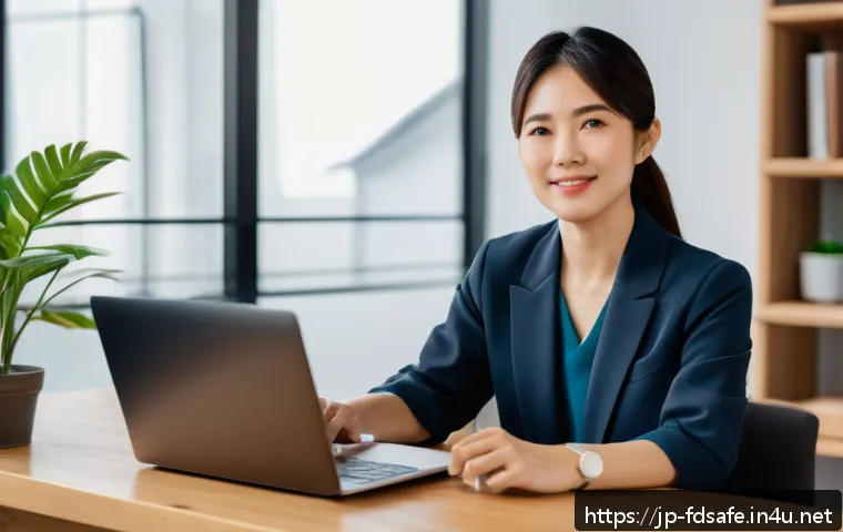 식품위생사 취업 네트워크 활용법 - A modern Japanese food hygiene specialist attending an online seminar at home, sitting at a clean de...