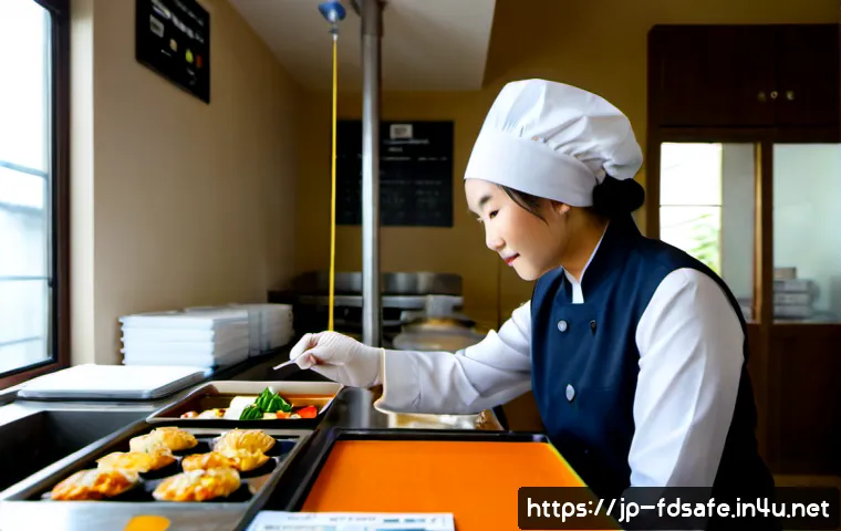 식품위생사 자격증을 활용한 컨설팅 - Photorealistic food hygiene consultant in a clean Japanese restaurant kitchen, a professional Japane...